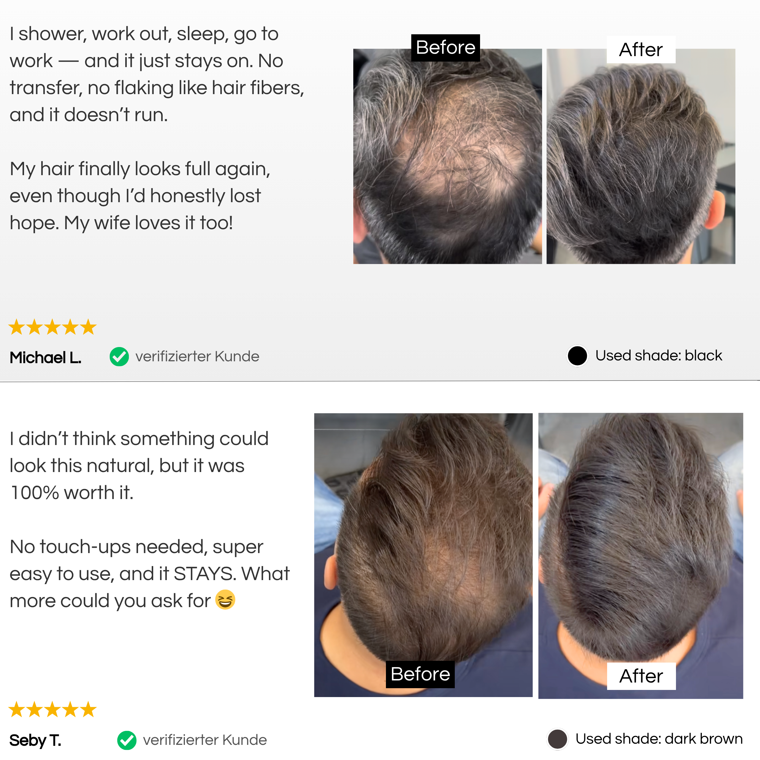 TrueShade® - Covers hair loss for 7 days. Natural and invisible.