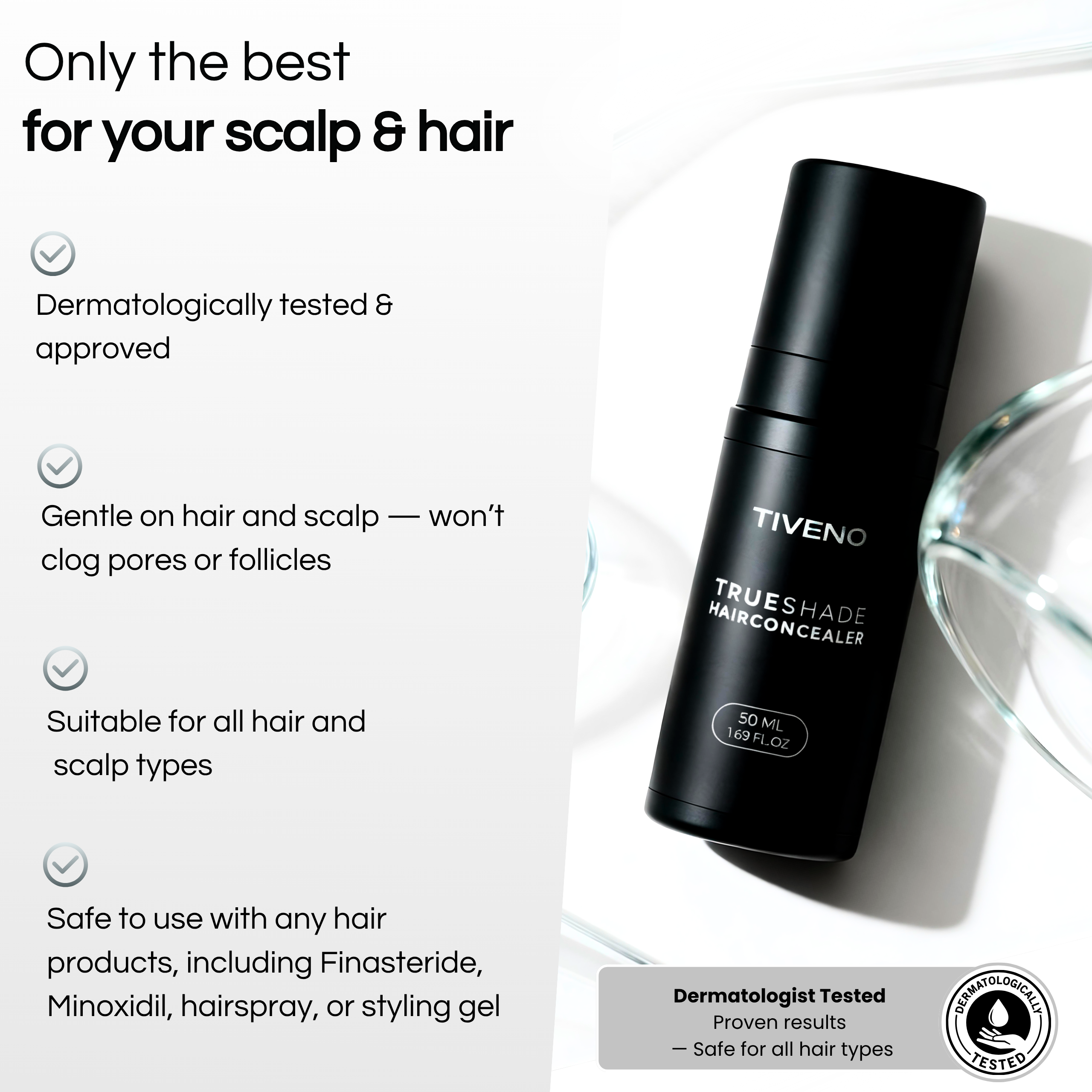 TrueShade® - Covers hair loss for 7 days. Natural and invisible.