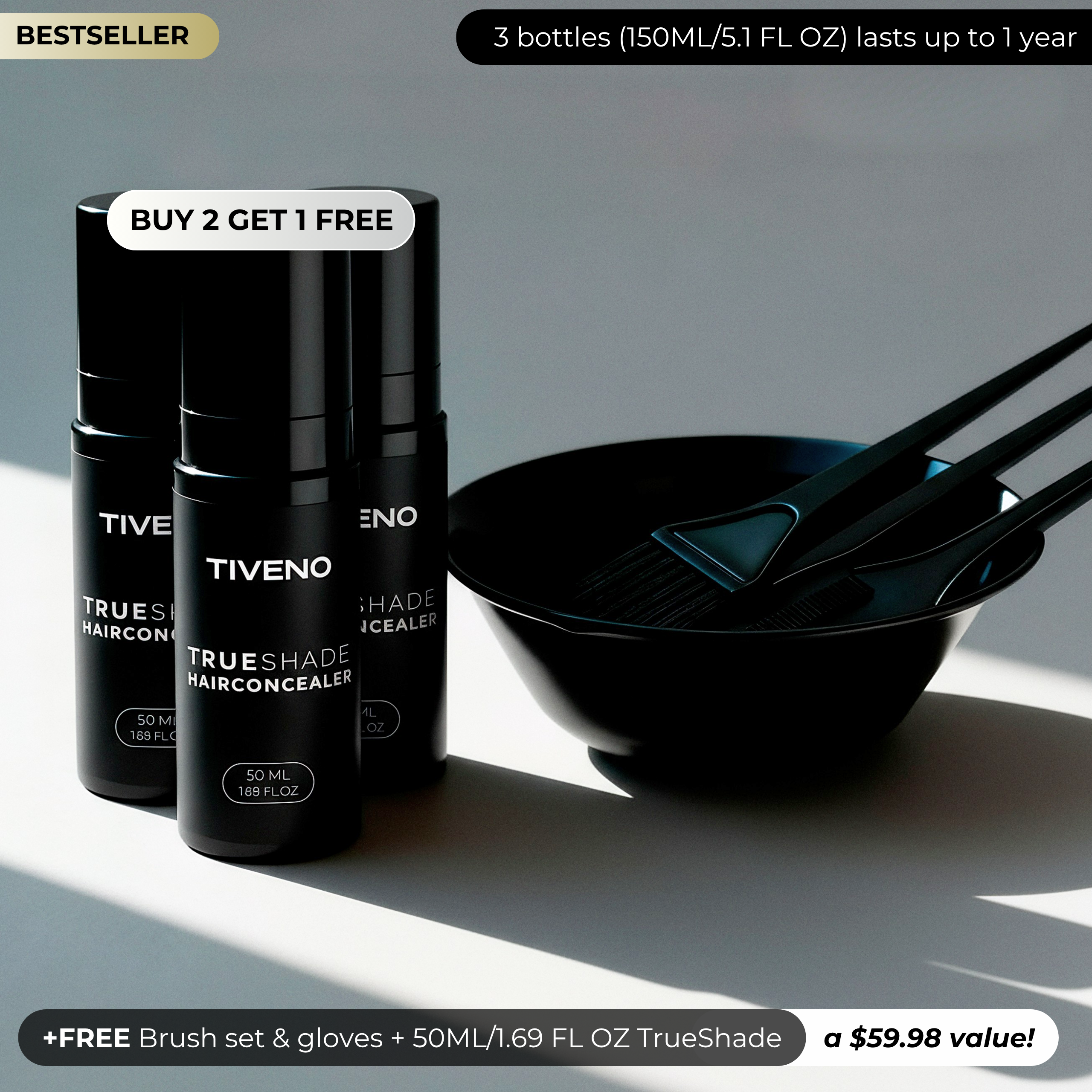 TrueShade® - Covers hair loss for 7 days. Natural and invisible.