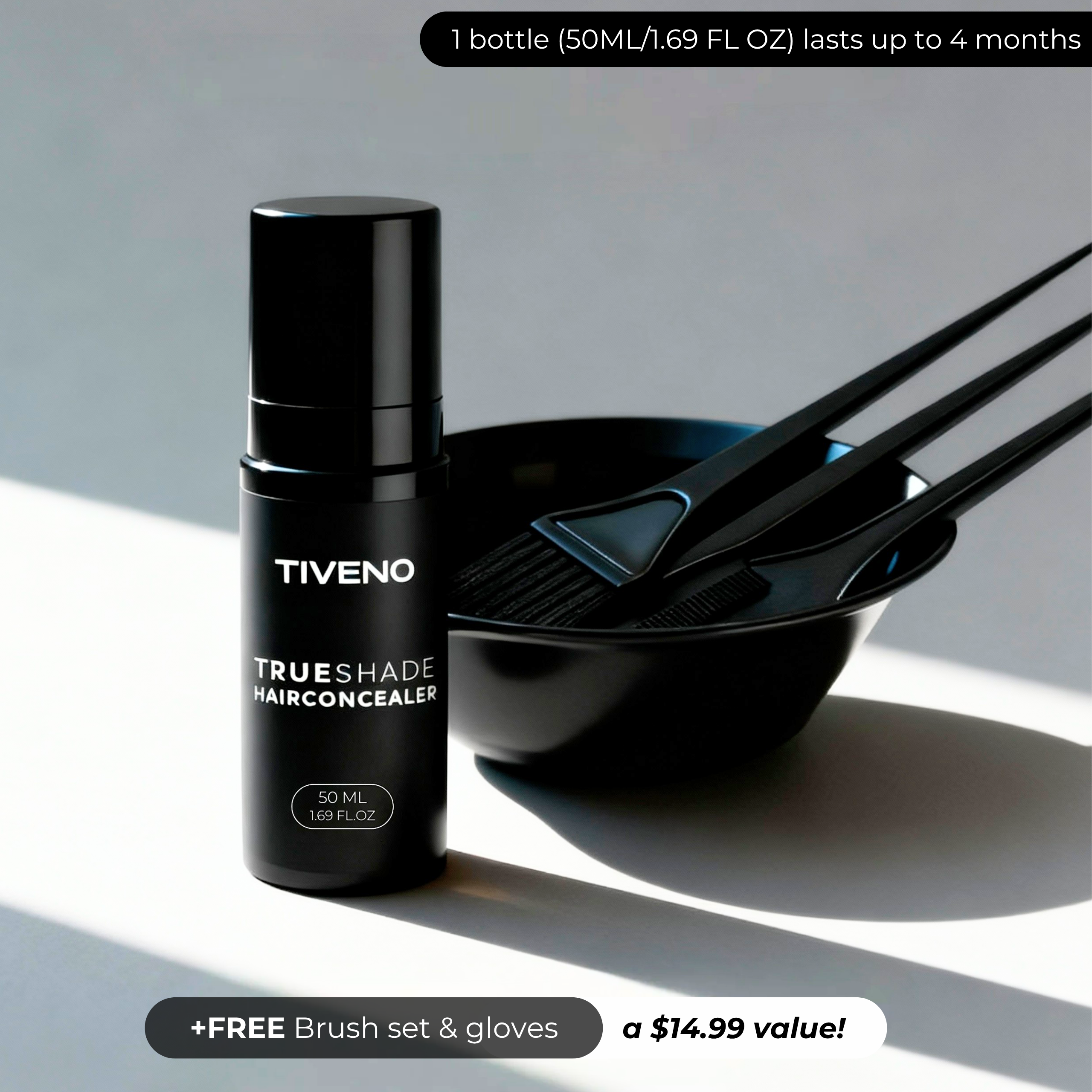 TrueShade® - Covers hair loss for 7 days. Natural and invisible.