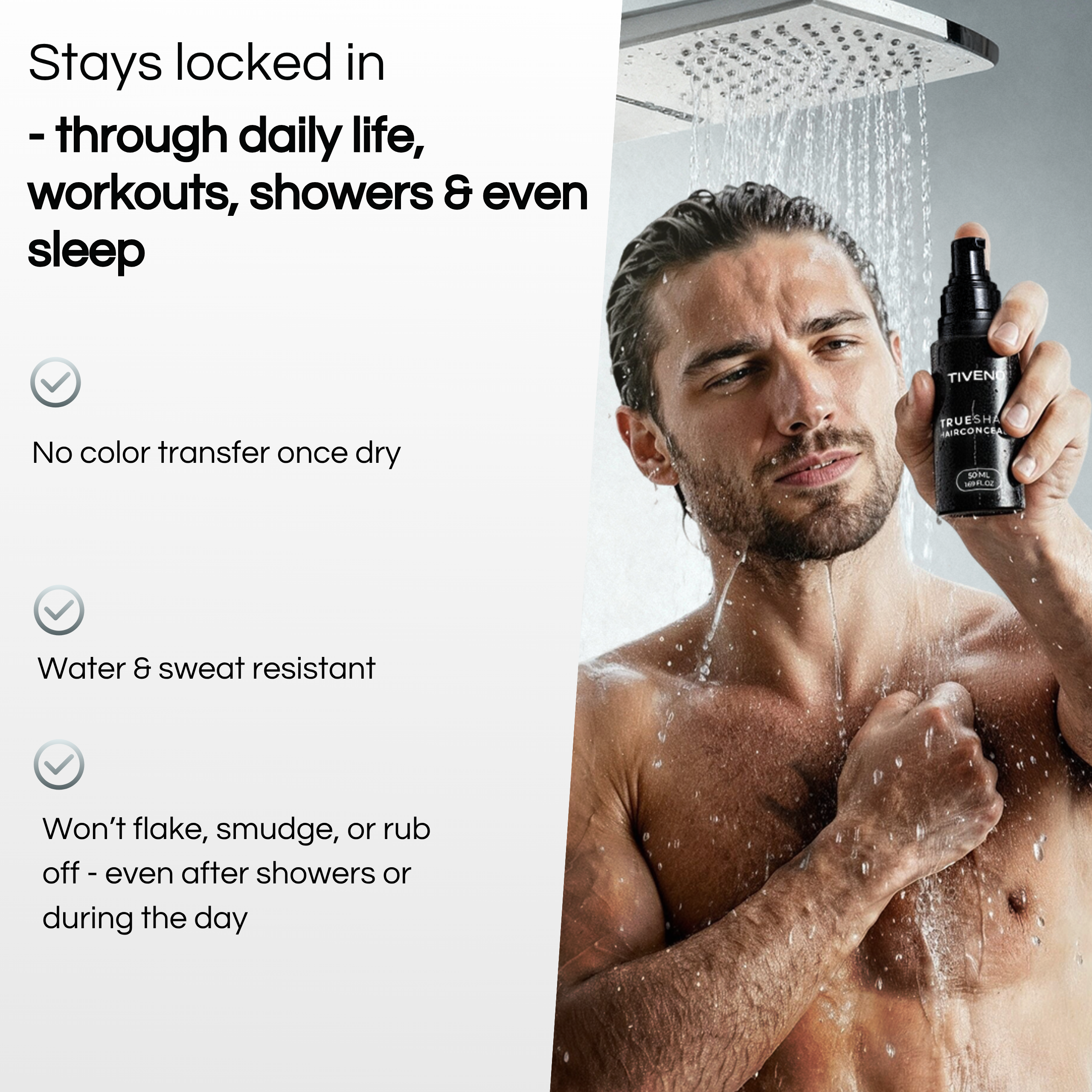 TrueShade® - Covers hair loss for 7 days. Natural and invisible.