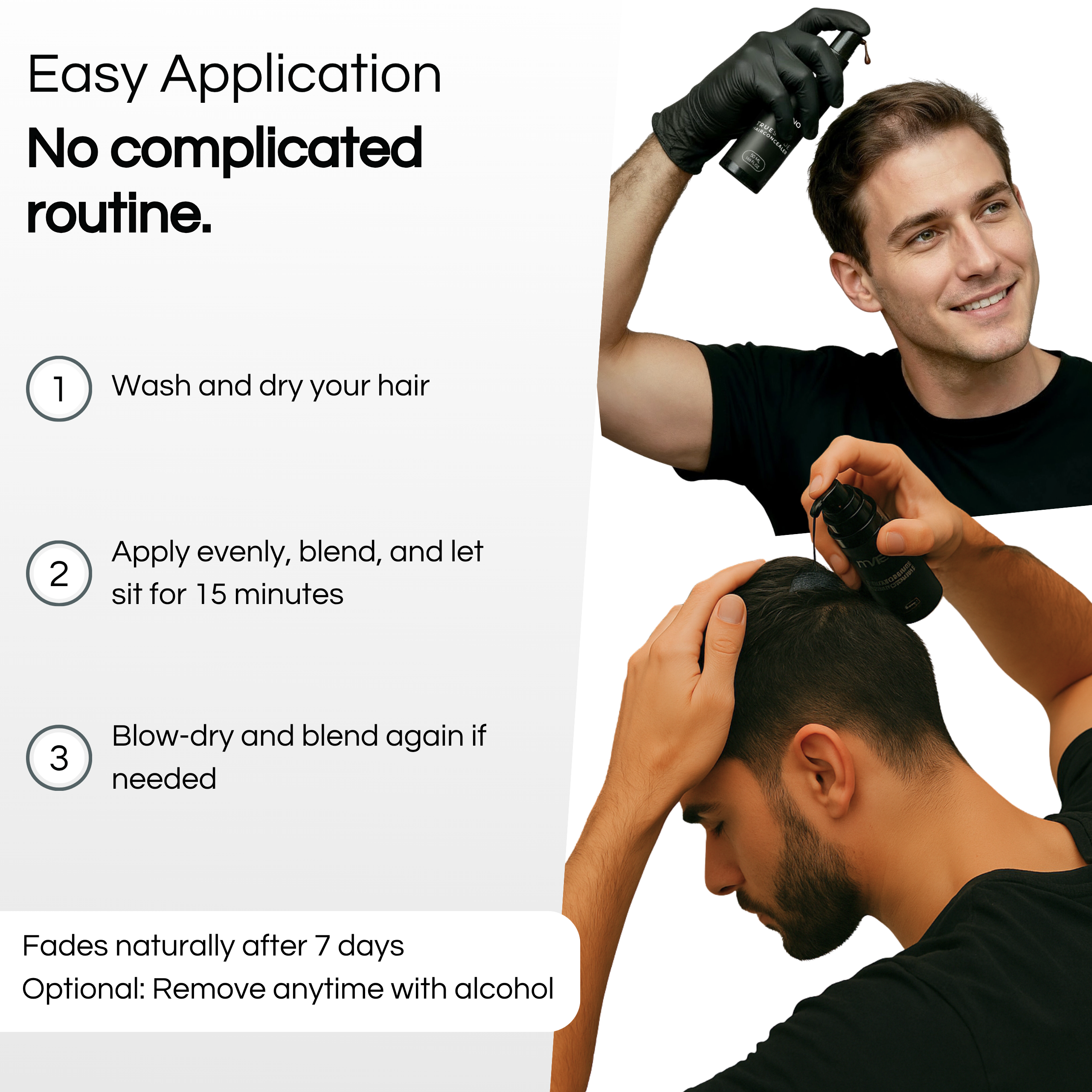 TrueShade® - Covers hair loss for 7 days. Natural and invisible.