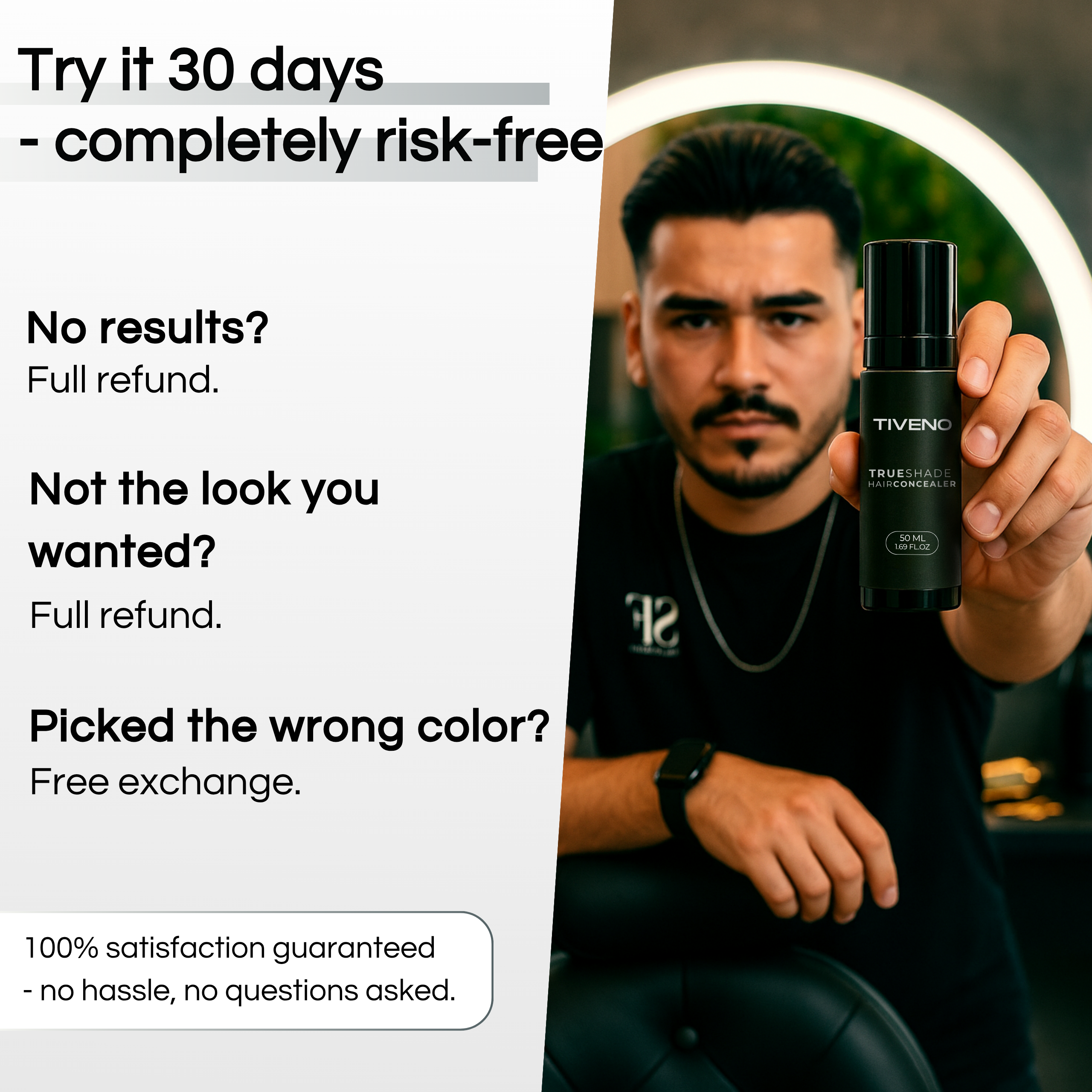 TrueShade® - Covers hair loss for 7 days. Natural and invisible.